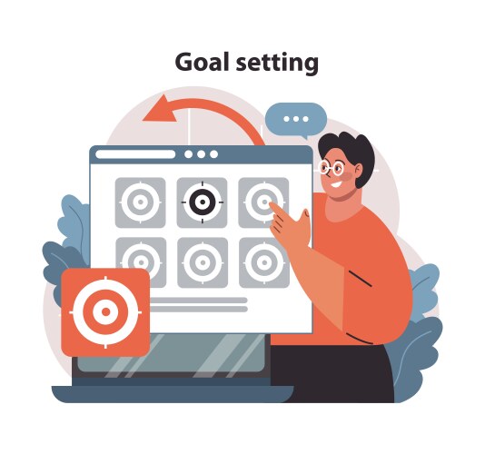 strategically planning goal setting on a digital vector image