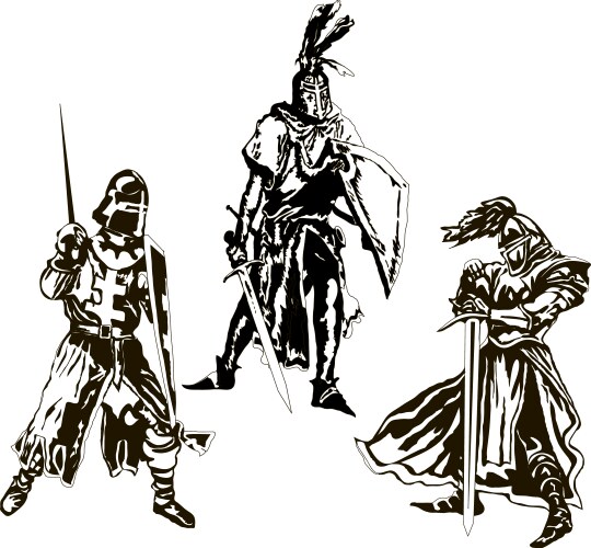 three medieval knights vector image