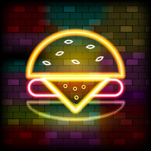 vip neon icon cute cheeseburger vector image