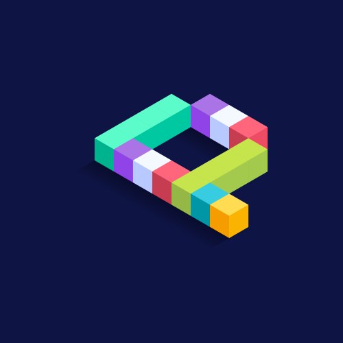 letter p isometric colorful cubes 3d design vector image