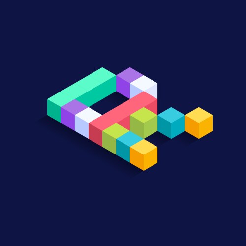 letter r isometric colorful cubes 3d design vector image