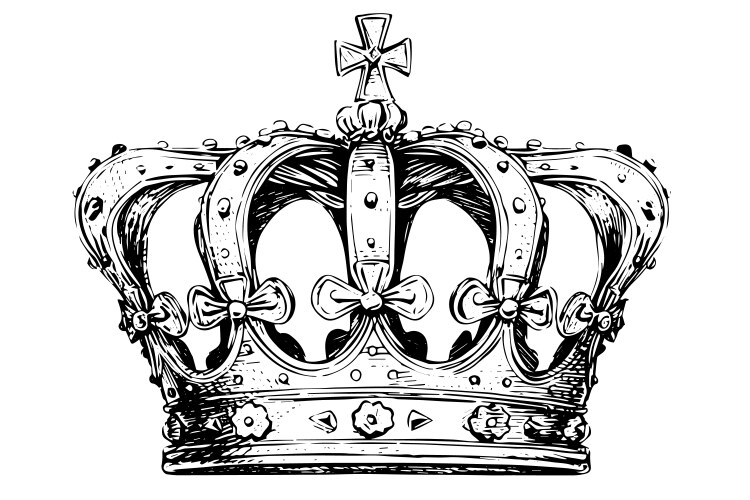 Vintage crown hand drawn ink sketch engraved Vector Image