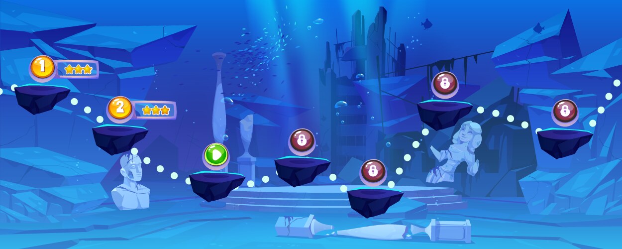 underwater ocean game level map ui cartoon vector image