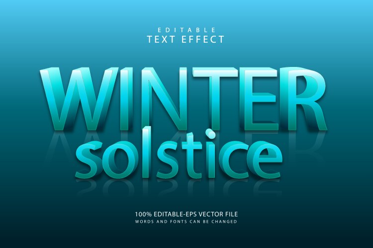 Winter solstice editable text effect 3 dimension Vector Image