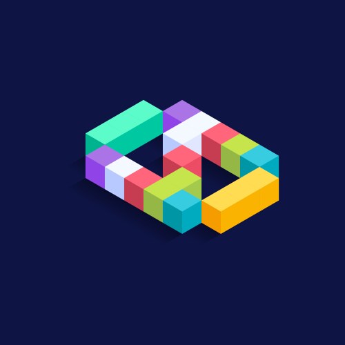 Number 0 isometric colorful cubes 3d design vector image