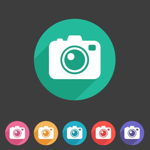 Photo camera flat icons set retro photography Vector Image