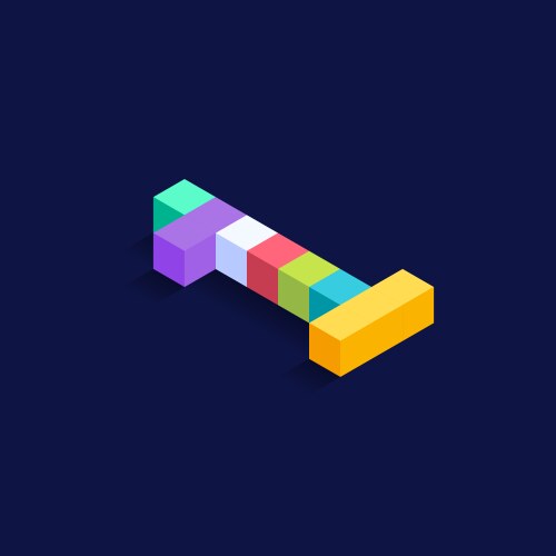 number 1 isometric colorful cubes 3d design vector image