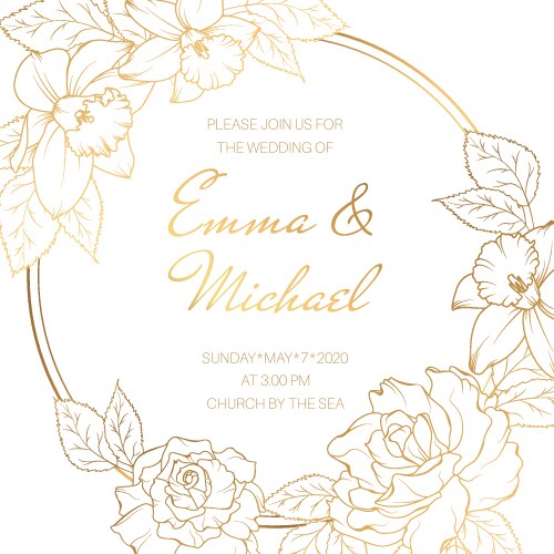 Floral Wreath Rose Peony Narcissus Vector Image