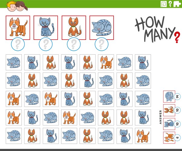 How many kitten characters counting game vector image