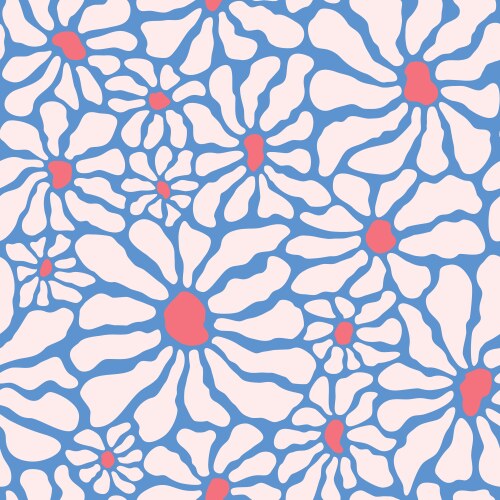 Retro seamless pattern with trippy wave and daisy Vector Image