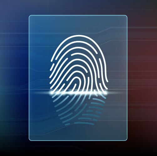 Fingerprint scan data security and biometrics vector image