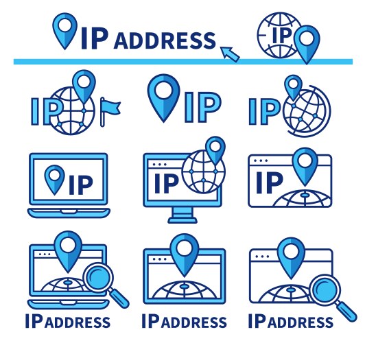 Ip address internet protocol device location point vector image