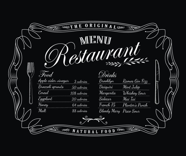 Vintage Restaurant Menu Blackboard Vector Image