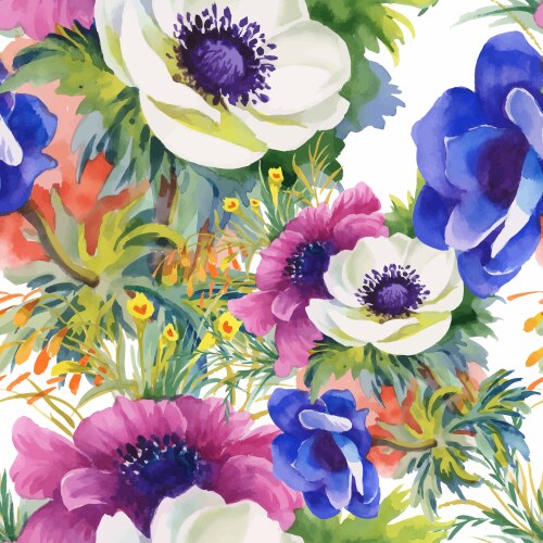 Watercolor Floral Summer Garden Vector Image