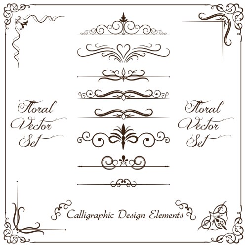Set of calligraphic design elements Royalty Free Vector