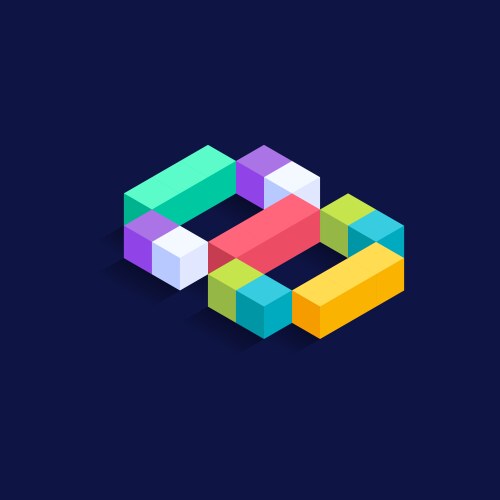 number 8 isometric colorful cubes 3d design vector image