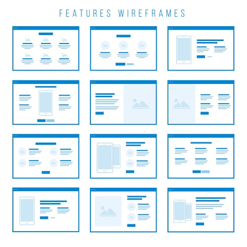 Wireframe UI Components - Prototype Assets vector image