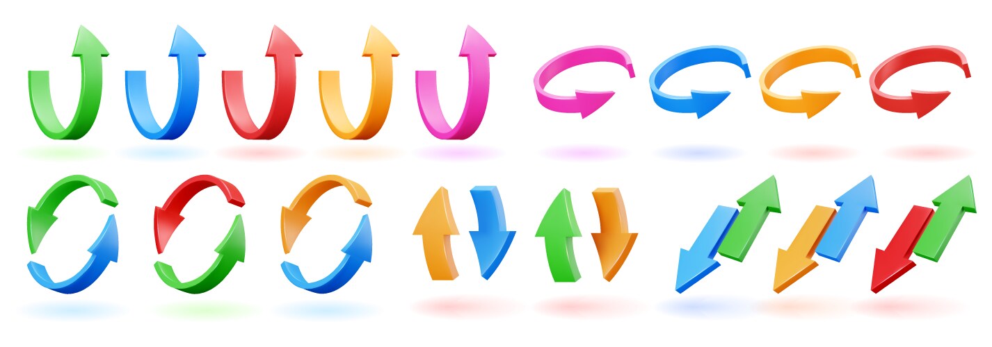 Realistic 3d set of blue arrow cursors Royalty Free Vector