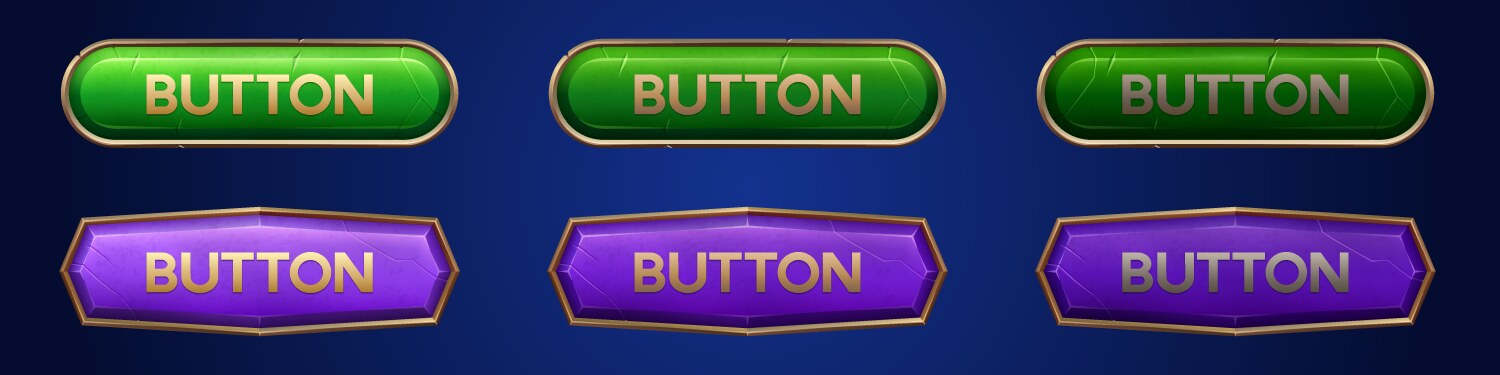 medieval ui game button frame sprite for animation vector