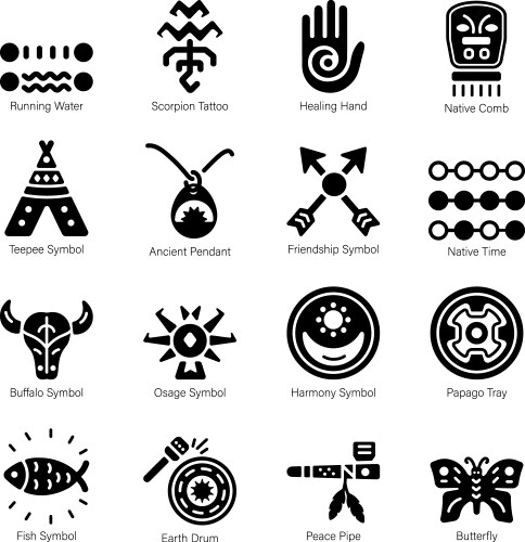 Collection of native symbols glyph icons Vector Image