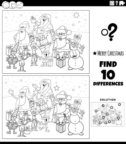 differences game with santa clauses characters vector