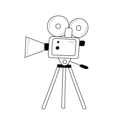 retro video camera line icon vector image