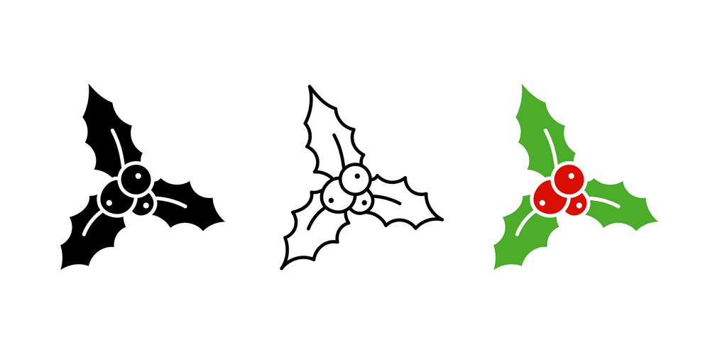 Christmas holly in simple style set Vector Image