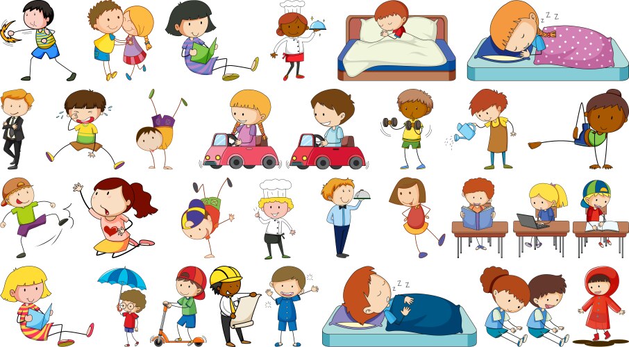 Collection simple characters Royalty Free Vector Image
