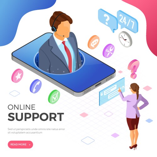 isometric online customer support vector image