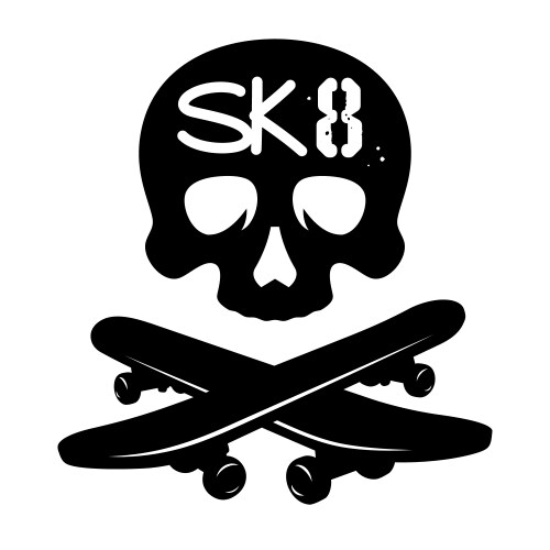 Skate Skull T-Shirt Print Vector Image