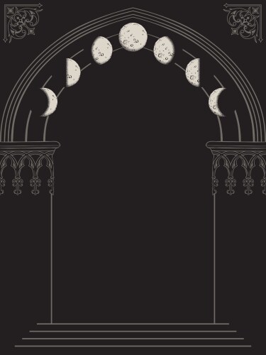 Gothic Arch with Moon Phases Vector Image