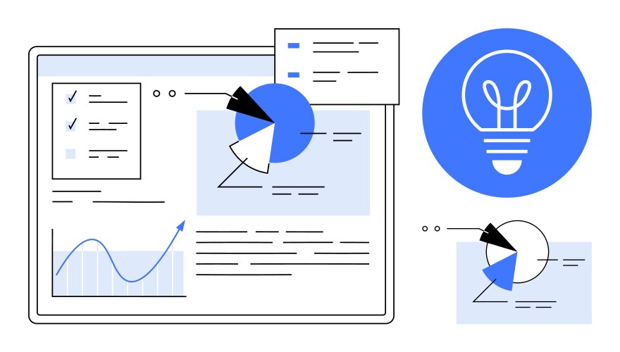Data analytics dashboard with pie charts graphs vector image