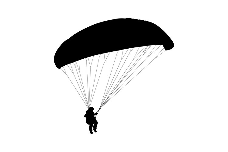 Paragliding man silhouette paraglide wing Vector Image