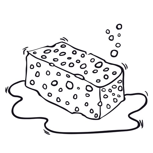 Black and white freehand drawn cartoon sponge Vector Image