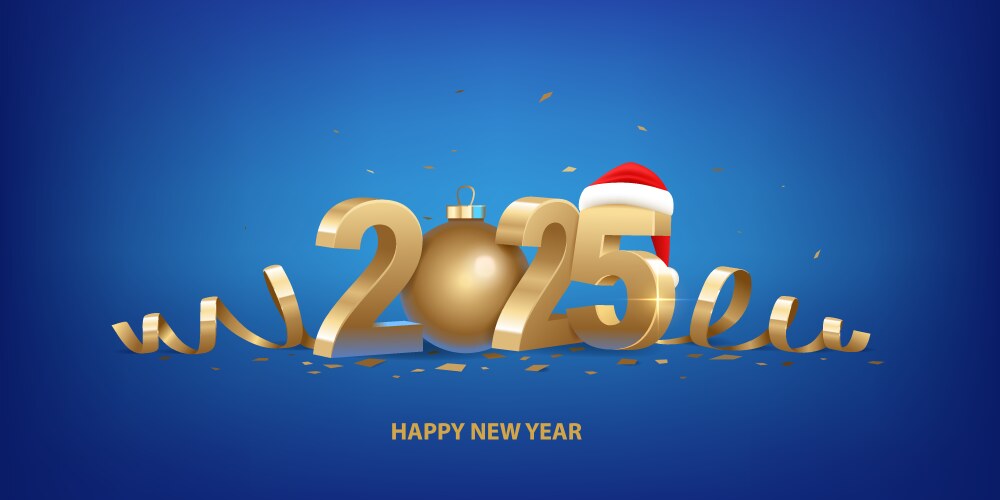 Merry christmas and happy new year 2025 poster Vector Image