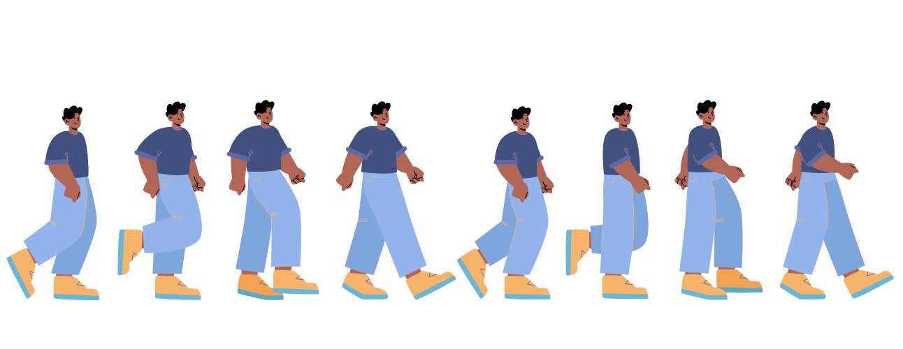 Man walk animation sequence frame for game sheet vector image