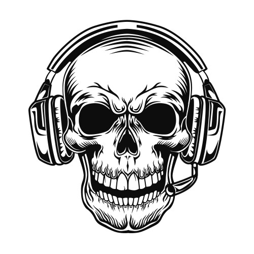 Skull with Headphones Vector Image