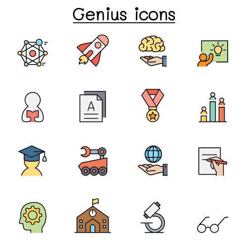 smart genuis learning education color line icon vector image