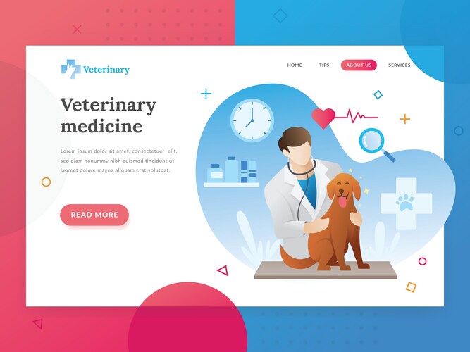 landing page template of veterinary vector