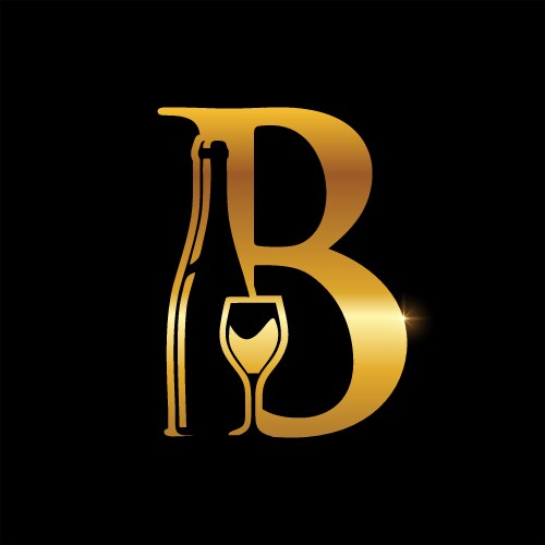 Gold Initial B Wine Bottle Logo Vector Image