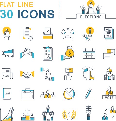 Set flat line icons elections vector image