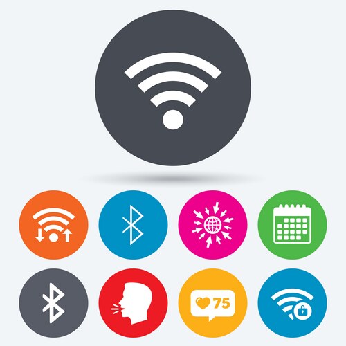 Wifi and Bluetooth Network Icons – Royalty-Free Vector | VectorStock