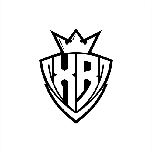 Xr letter monogram with shield shape crown Vector Image