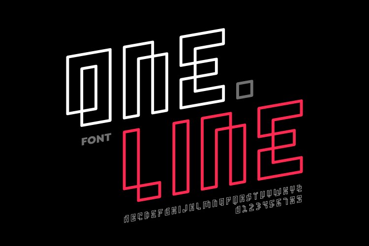 one line style font vector