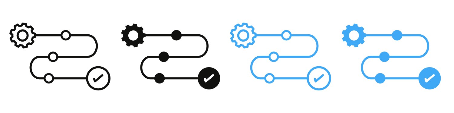Factory automation icons showing sequential vector image
