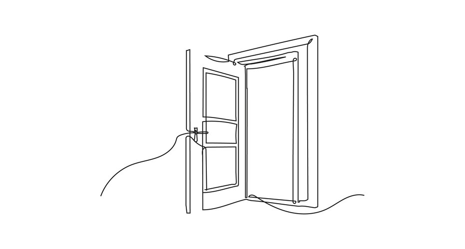 Open door continuous one line drawing minimalist Vector Image