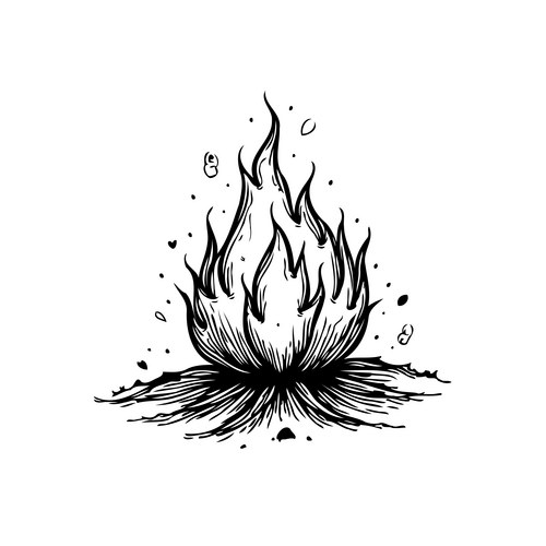 Detailed Monochrome Fire Art Vector Image