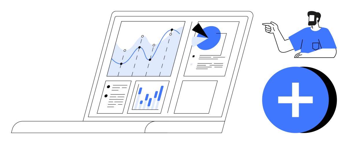 Digital data analysis with interactive dashboard vector image