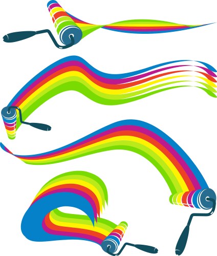 Bright gradient paint brush strokes set Royalty Free Vector