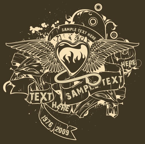 Grunge Heart T-Shirt - Vintage Style Vector Image